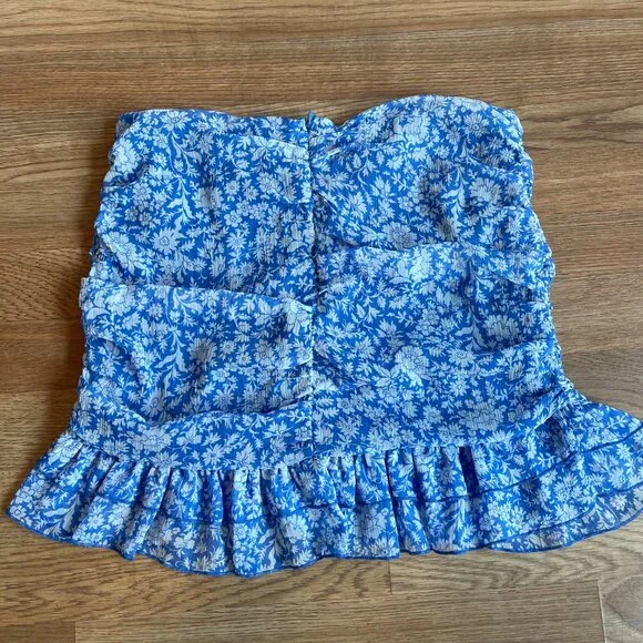 Zara Blue Floral Ruffle Skirt NWT - Picture 2 of 3